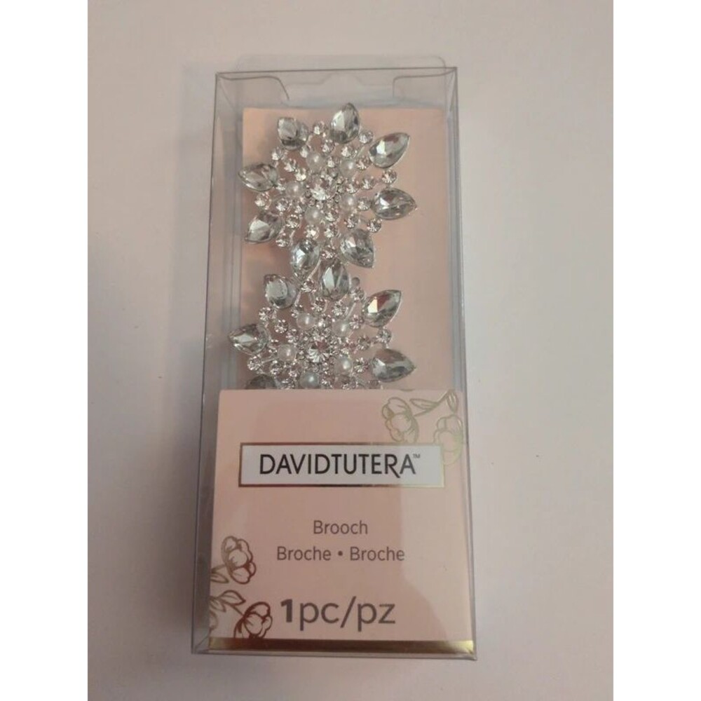 David tutera silver rhinestone brooch